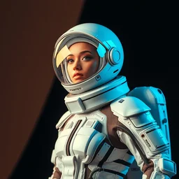 futuristic space suit in space fashion design by kurita kaku, photoshoot