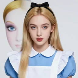 hyper photograph of pretty girl, lighting alice in wonderland, dj sura face, artgerm, ilya