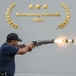 stunning award winning photograph of a gun shooting a bottle