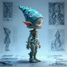 spinebloom elf mover , in the style of Greg Broadmore and Arthur Rackham and Moebius,trending on artstation, light lighting side view,digital art,surrealism ,macro,blueprint ,vaporwave ,