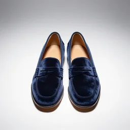velvet loafers, professional product shot, isolated on a pure white background, centered, entire object in frame, sharp focus, soft studio lighting
