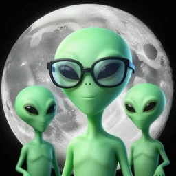 aliens in the moon wearing glasses