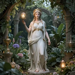 Aphrodite - Goddess of Love, magical garden, detailed 8k render, 8k postprocessing