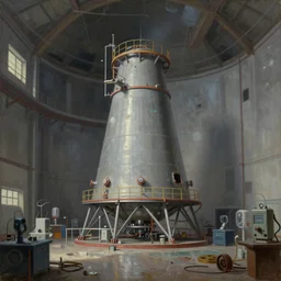 classic oil painting, an abandoned nuclear reactor inside of a vacant lab, as a dnd cover illustration, science equipment, ominous, concept art, extremely detailed, smooth, sharp focus, art by brothers hildebrandt