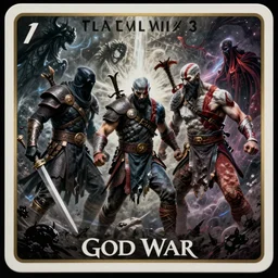 an ultra detailed taro card of the hunter from bloodborne teaming up with kratos from god of war, two antiheros killing the great ones, epic fantasy, grimdark realism, cosmic horror, crossover space, ultrawide lens, intricate, highly detailed, digital painting, artstation, concept art, sharp focus, octane render, art by greg rutkowski and rembrandt, 8 k