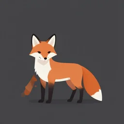 minimalistic stylised fox on a dark grey background vector digital art