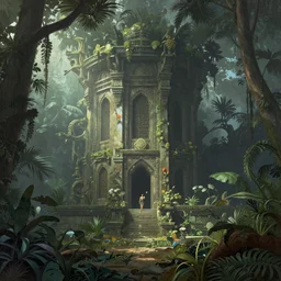 a highly detailed matte painting of a lost jungle temple, by Caspar Friedrich