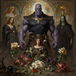 the platonic ideal of flowers, rotting, insects and praying of cletus kasady ultimate carnage thanos dementor doctor manhattan nazgul davinci, deep focus, d & d, fantasy, elegant, digital painting, artstation, concept art, matte, scary, decay, dmt, art by brock hofer and artgerm and greg rutkowski and alphonse mucha