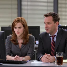 screenshot from the office (2002) emma watson with michael scott