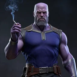 thanos smoking a cigarette hyperrealistic