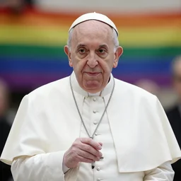 Pope Francis celebrating gay Pride, photograph, hyper detailed, wide angle