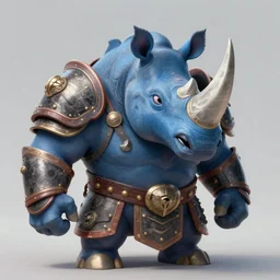 An anthropomorphic blue rhino wearing warrior armor, highly detailed, digital painting, artstation, concept art, smooth, sharp focus, studio light, by Jason Chan and riot studios,