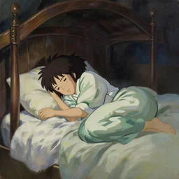 the living being awoke from its slumber beneath the bed frame, digital painting masterpiece, haunting beautiful brush strokes, painted by Moebius and Hayao Miyazaki and Akira Toriyama