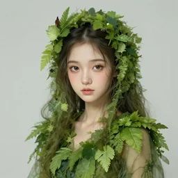 Character concept art of Ssunbiki as a dryad || foliage clothing, cute-fine-face, pretty face, realistic shaded Perfect face, fine details by Stanley Artgerm Lau, WLOP, Rossdraws, James Jean, Andrei Riabovitchev, Marc Simonetti, and Sakimichan, tranding on artstation