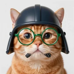 a cute ginger cat with green round glasses and dark vador helmet and lightsaber, star wars, beautiful glowing lights, sci - fi, stunning, intricate, elegant. highly detailed, digital painting. artstation. smooth. sharp focus. illustration. art by artgerm and greg rutkowski and alphonse mucha