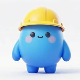 a cute humanoid blob blue charater with a hardhat, 3 d render, octane, weta, ilm