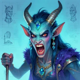 portrait of angry shouting jewel djinn wizard in the style of Rob Lefield and Dan Mumford , trending on artstation, digital art,surrealism ,macro,blueprint ,vaporwave ,