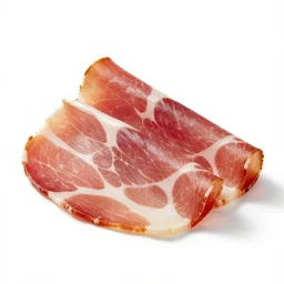 enamel prosciutto, commercial catalog photo, isolated on a pure white background, centered, entire object in frame, sharp focus, soft studio lighting