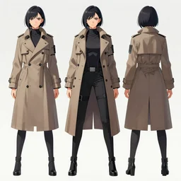 full body cyberpunk detective wearing trench coat female character concepts by senior concept artist, in the anime film, featured on artstation, anime aesthetic
