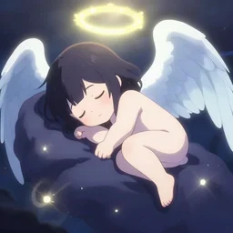 pawing at this soft unconscious, the world is dying, angel numbers, angelic lighting, in the style of cute anime