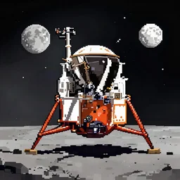 pixel art of the moon landing