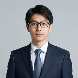 character portrait of a skinny gentlemanly japanese business man with glasses