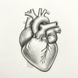 Pencil anatomical sketch of a human heart