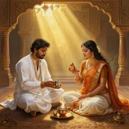baithak and chai, painting by amrita sher - gil, global illumination, radiant light, intricate environment