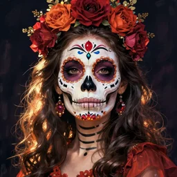 Illustration of a sugar skull day of the dead girl, art by Antoine Blanchard