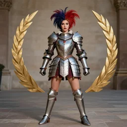 full body photo of a real - life beautiful harlequin warrior, 8 k, hdr, smooth, sharp focus, high resolution, award - winning photo