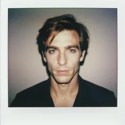 Polaroid Portrait of Andy Warhol doing anime cosplay, taken in the 1970s, photo taken on a 1970s polaroid camera, grainy, real life, hyperrealistic, ultra realistic, realistic, highly detailed, epic, HD quality, 8k resolution, body and headshot, film still, front facing, front view, headshot and bodyshot, detailed face, very detailed face