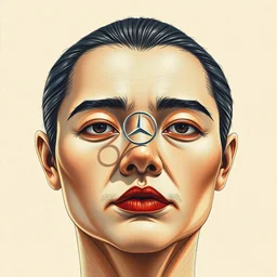 portrait of a mercedes - benz. shin hanga and kawanabe kyosai and cory loftis and rossdraws and wlop and jung gi kim rule of thirds