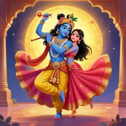 mirabai dancing with shree krishna, digital art