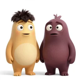 two otherwordly beings characters, funny pair, comic, in cartoon style in the style of pixar