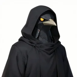 kon - dam gunpla droid kenku, artistically anthropomorphic black bird head. cloaked hood down, science fiction, portrait by donato giancola and greg rutkowski and wayne barlow. top all time r / imaginarycyberpunk.