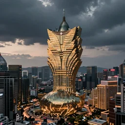 amazing casino city landscape photo of a futuristic city in the evening, beautiful dramatic lighting, futuristic