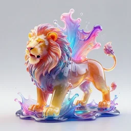 jelly rococo gel lions bursting plasma and colorful auras, liquid, drippy, splashing, scifi 3 d paint spray by beeple, rob gonsalves, jeff koons, jacek yerka, m. c. escher