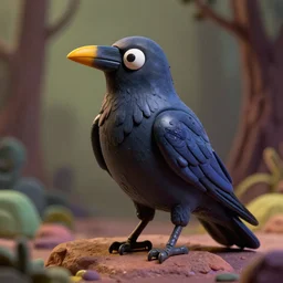 a raven bird, james jean style, claymation style, colourful, volumetric light,, dramatic light, analogue photo, vfx art, digital painting, digital illustration, unreal engine render,