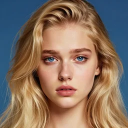 ! girl, sad look, blue eyes, nest hair, long beautiful hair, blonde!!! beauty girl portrait, face in detail, big sad eyes, blonde hairstyles, hair everywhere, by aykut aydogdu, by kuvshinov, poster, golden ratio, render, colorful