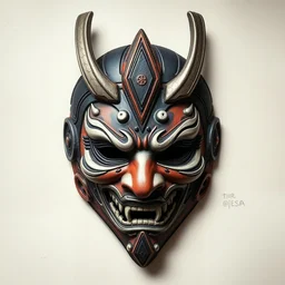 oni mask by artgerm with shin hanga and kawanabe kyosa