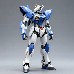 a full length portrait of a standing mecha with stealthy shaped blue and white armor plating and exposed intricate carbon fiber articulations, Brian Sum, metal gear