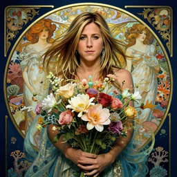 portrait of a beautiful nicole aniston holding a bouquet of flowing flowers, hands hidden under the bouquet, submerged underwater filled with coral reef, fantasy, regal, intricate, by stanley artgerm lau, greg rutkowski, thomas kindkade, alphonse mucha, loish, norman rockwell
