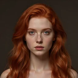 centered detailed art of a beautiful young woman with red hair, slender symmetrical face and body, inspired by dmitry prozorov, artstation, cinematic lighting, hyperdetailed, cgsociety, 8 k, high resolution, single face, insanely detailed