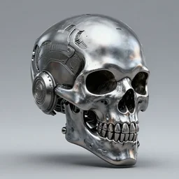 a 3d sculpt of a metallic mecha cyberpunk skull helmet melting, intricate detail, very detailed, unreal engine, ray tracing, zbrush, product photo, 8k, artstation