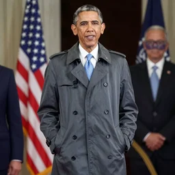 barak obama wearing a trench coat
