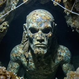 the worn visage of panur the implacable in the cenote.