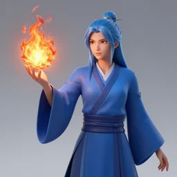 Who : a mage with a blue robe casting a fire ball ; Face and hair : Jaina ; Body type : Kim Kardashian ; Frame : no ; IMPORTANT : Hearthstone official splash art, award winning, trending in category Epic