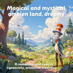 “ magical and mystical ambien land, dreamy, highly detailed, octane render, rembrandt and seuss, cgsociety, artstation trending ”