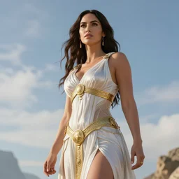 megan fox as a Greek goddess in the sky, unreal engine 5