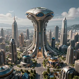 a highly detailed render of an alien city, octane render, unreal engine, ray traced, 4 k